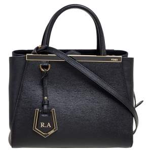 Pre Owned Fendi Black Leather Small 2Jours Tote