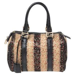 Pre Owned Fendi Multicolor Wool and Sequin Small Forever Bauletto Boston Bag