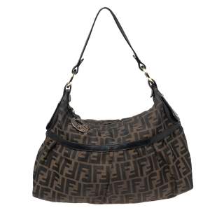 Pre Owned Fendi Tobacco Zucca Canvas And Leather Chef Hobo
