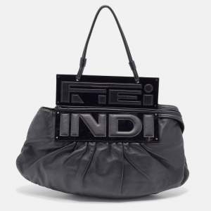 Pre Owned Fendi Black Leather To You Clutch Bag