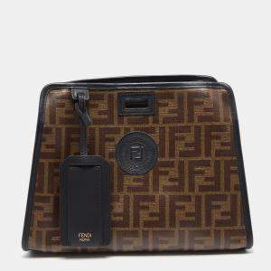 Pre Owned Fend Brown/Black Zucca Coated Canvas Peekaboo Defender Cover