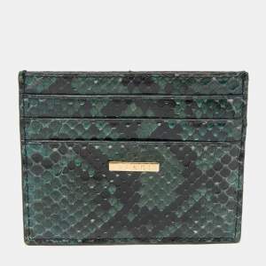 Pre Owned Fendi Green/Black Python Card Holder