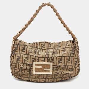 Pre Owned حقيبة كتف فندي ميا قماش لوركس زوكا ذهبي /فضي بقلاب