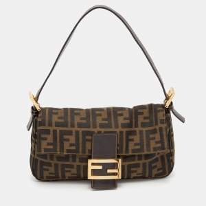Fendi Tobacco Zucca Canvas and Leather Baguette Bag