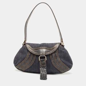 Pre Owned Fendi Blue Denim Mine Spy Hobo