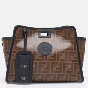 Pre Owned Fendi Brown/Black Zucca Coated Canvas Peekaboo Defender Cover