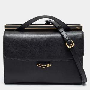 Pre Owned Fendi Black Leather Demi Jour Shoulder Bag