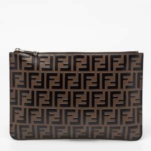 Fendi Tobacco Zucca Coated Canvas Pouch