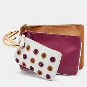 Pre Owned Fendi Multicolor Leather Triplette Clutch Bag