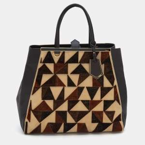 Pre Owned Fendi Multicolor Leather/Velvet and Suede Large 2jours Tote