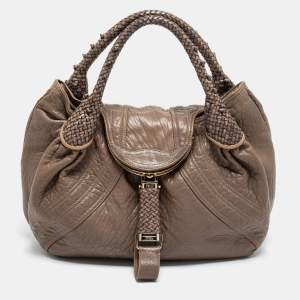 Pre Owned Fendi Brown Leather Spy Hobo