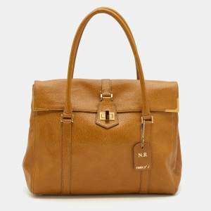 Pre Owned Fendi Caramel Textured Leather Large Linda Satchel 