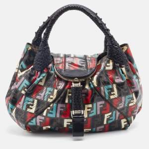 Pre Owned Fendi Multicolor Zucca Print Coated Canvas Spy Hobo Bag