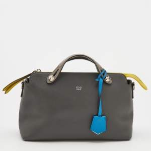 Pre Owned Fendi Grey Leather Medium By The Way Shoulder Bag