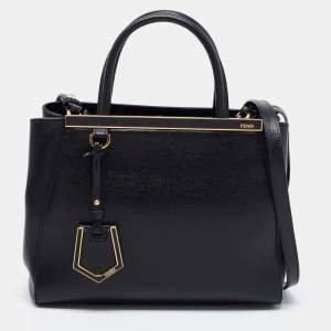 Pre Owned Fendi Black Leather Small 2Jours Tote