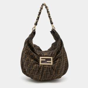 Pre Owned Fendi Tobacco Zucca Canvas Mia Hobo