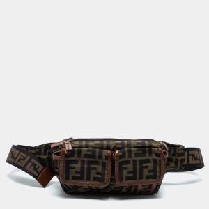 Fendi Tobacco Zucca Coated Canvas And Leather Belt Bag