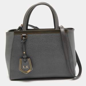 Pre Owned Fendi Grey Leather Small 2Jours Tote