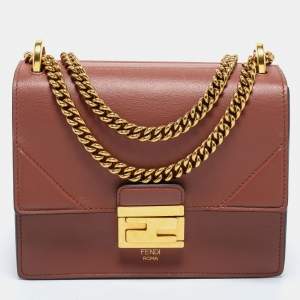 مملوكة مسبقًا Fendi Brown Leather Small Kan U Shoulder Bag