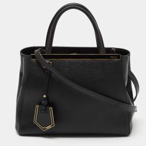 Pre Owned Fendi Black Leather Small 2Jours Tote