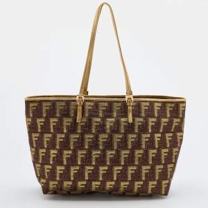 Pre Owned Fendi Multicolor Zucca Brocade Fabric Shopper Tote