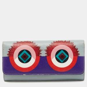 Pre Owned Fendi Multicolor Leather Monster Eye Continental Wallet