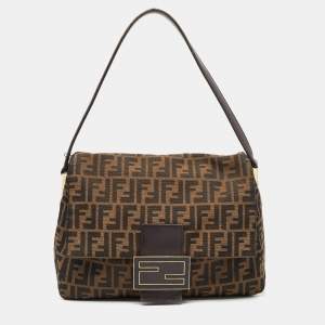 Pre Owned Fendi Tobacco Zucca Canvas and Leather Large Mama Forever Shoulder Bag