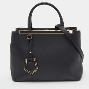 Pre Owned Fendi Black Leather Petite 2Jours Tote