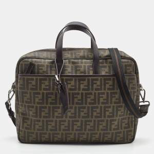 Fendi Tobacco Zucca Coated Canvas Laptop Bag