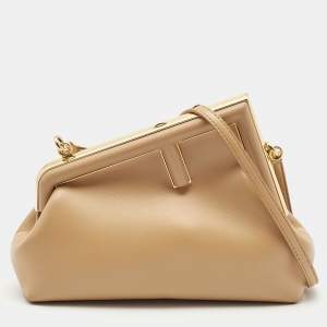 Fendi Beige Leather Small First Clutch