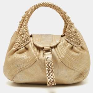 Pre Owned Fendi Gold Leather Mini Spy Bag