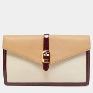 Fendi Tricolor Leather and Patent Leather Trim Fendista Envelope Clutch