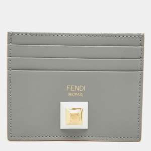 Pre Owned Fendi Multicolor Leather Rainbow Stud Card Holder