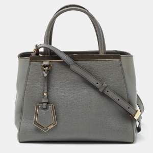Pre Owned Fendi Grey Leather Small 2Jours Tote