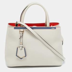 Pre Owned Fendi Cream Leather Mini 2Jours Tote 