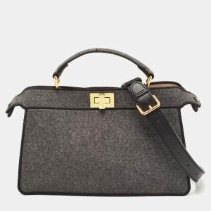 Fendi Grey Felt Peekaboo ISeeU East West Top Handle Bag