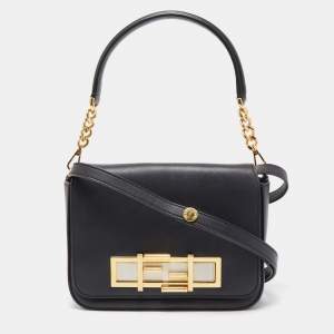 Pre Owned Fendi Black Leather Dolce 3Baguette Top Handle Bag