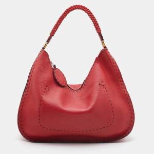 Fendi Red Leather Selleria Hobo 