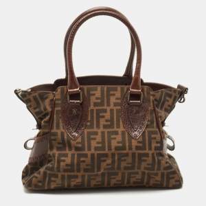 Pre Owned Fendi Tobacco Zucca Canvas and Leather Small Zucca Chef De Jour Bag