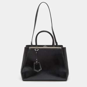 Pre Owned Fendi Black Patent Leather Medium 2Jours Tote