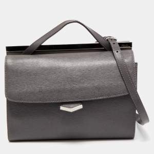 Fendi Grey Leather Small Demi Jour Top Handle Bag