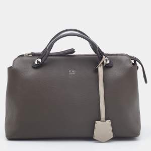 Pre Owned Fendi Grey/Black Leather Medium By The Way Satchel