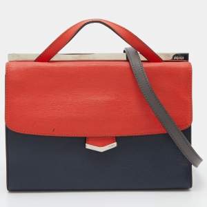 Fendi Tricolor Textured Leather Small Demi Jour Top Handle Bag