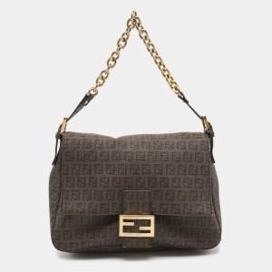 Pre Owned Fendi Tobacco Zuchinno Coated Canvas Mama Flap Shoulder Bag