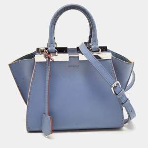 Fendi Deep Sky Blue Leather Multicolor Trims Mini 3Jours Tote