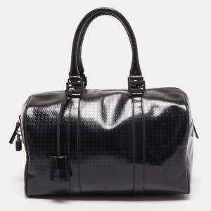 Fendi Black Zucca Embossed Leather Medium Forever Bauletto Boston Bag