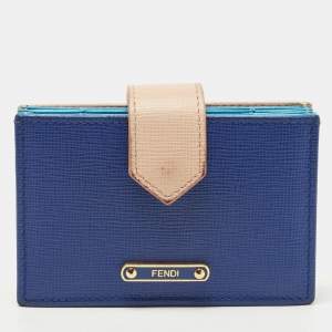 Pre Owned Fendi Tri Color Leather Gusset Card Holder
