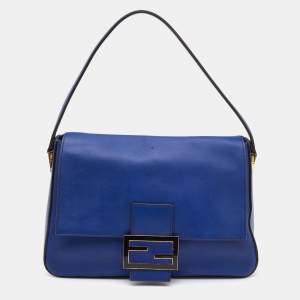 Pre Owned Fendi Blue Leather Mama Forever Shoulder Bag