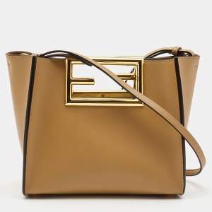 Pre Owned Fendi Tan Leather Small The Way Shoulder Bag