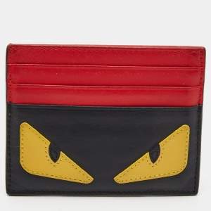 Fendi Red/Black Leather Monster Eyes Card Holder